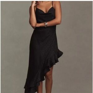 Anthropologie BHLDN Mila Black Cheetah Print Asymmetrical Dress